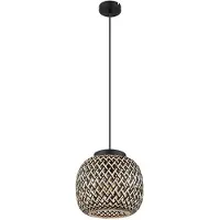 Globo Woonkamerlamp Boho stijl hanglamp Bamboe hanglamp Eettafellamp, vlechtwerk, 1x E27, DxH 30 x 120 cm