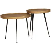 vidaXL Salontafel 2 stuks Gouden bewerkt hout