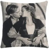 Unique living - 4 stuks - kussenhoes - sierkussenhoes -grijs - zwart - Titanic - Leonardo DiCaprio - Kate Winslet - film - 45 x 45 cm - rits