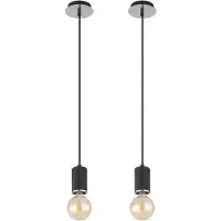 Globo Lighting Hanglamp hanglamp eettafel enkele lamp zwart hanglamp hout eettafel in hoogte verstelbaar, metaal, 1x E27 fitting, DxH 12x160 cm, set van 2