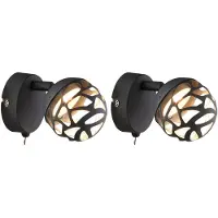 Globo Lighting Wandlamp Wandspot LED leeslamp met beweegbare spot, metaalgrijs, 1x LED 4W 220 lm warm wit, HxBxA 12x8x14 cm, set van 2
