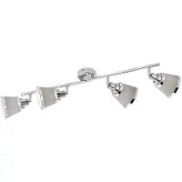 Wofi Plafondlamp Plafondspot Spotlight strip slaapkamerlamp, verstelbaar, metaal textiel, chroom, grijs, 4-vlam, E14 stopcontacten, LxBxH 72.5x11.3x21.5cm