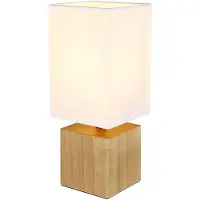 Globo Lighting Tafellamp Houten lamp Bedlamp Tafellamp Woonkamer Leeslamp Textiel wit, hoekig, 1x E27, LxBxH 12x12x30 cm