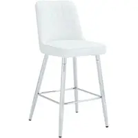 STILVORA Barkruk 100 Cm – Set Van 2 – Met Voetsteun En Rugleuning – Voor Keukenbar En Hoge Tafel – Metaal En Pu Leer – Wit Zilver