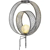 Globo Lighting Solarlamp oosterse wereldbol decoratieve tuinlamp op zonne-energie metaal voor buiten, craquelé glas, grondspies, 1x LED 0.06W warm wit, LxBxH 30x20x42 cm
