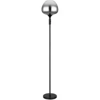 Globo Staande lamp Staande lamp Staande lamp Woonkamerlamp, metaal zwart glas smoke kleur, 1x E27 fitting, DxH 29x165cm