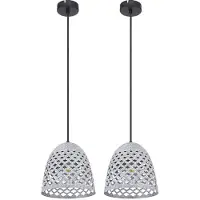 Globo Lighting Hanglamp Woonkamerlamp Eetkamerlamp Keukenlamp Hallamp, in hoogte verstelbaar, metaal grijs zwart ruw gestanst, E27, H 120 cm, set van 2