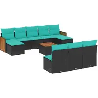 vidaXL 11-delige loungeset voor buiten met kussens, zwart kunststof vlechtwerk