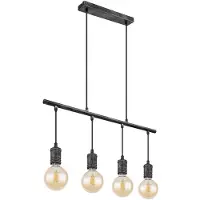Globo Lighting Hanglamp eetkamerlamp hanglamp, industriële hanglamp, 4-lichts, eettafel, antiek design, metaal, grijs, 4x E27 fitting, LxH 90x120 cm