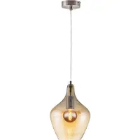 Nowa Hanglamp hanglamp eetkamerlamp woonkamerlamp plafondlamp, metaal glas amber nikkel mat, in hoogte verstelbaar, E27, H 150 cm
