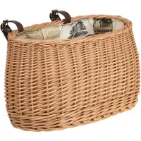 TheWickerStories The Wicker Stories – Rieten fietsmand met 21 cm leren riemen – Handgemaakt in Europa – Met binnenvoering – Voor montage aan het stuur – Kleur: Natuurlijk / Beige