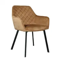 Lizzely Garden & Living SET DEAL: 6 stuks Eetkamerstoel met armleuning Yurgan bruin velvet eetstoel zetel