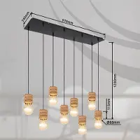 Globo Eettafel lamp hangend hout Hanglamp eettafel hout lampen plafond hangend, metaal MDF zwart, 8x E27 fitting, LxBxH 98 x 24 x 120 cm