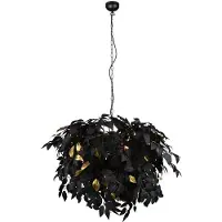 RL Plafondlamp Woonkamerlamp Bladlamp zwart Hanglamp Slaapkamerlamp zwart, goud, metaal, 4x E14 fitting, DxH 70x150 cm
