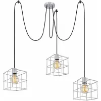 Globo Hanglamp Hanglamp Plafondlamp Woonkamerlamp Eetkamerlamp, 3 vlammen, in hoogte verstelbaar, traliekappen, metaal zink, E27, D 20 cm