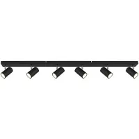 Globo Plafondlamp Spot strip plafondspot 6-vlam woonkamerlamp, plafondlamp met verstelbare spots, zwart metaal, 6x GU10, LxBxH 115x6x12 cm