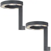 Globo Lighting Wandlamp outdoor LED wandlamp aluminium kunststof verlichting outdoor satijn grijs, ring design, 1x LED 6W 280Lm warm wit, HxBxD 20x22x22,5 cm, set van 2