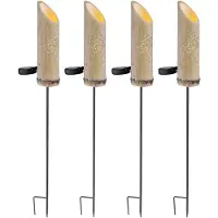 Globo Steeklamp bamboe solarlamp grondspies solar, decoratieve geponste gaatjes, groen, LED warm wit, DxH 12x79,5 cm, set van 4