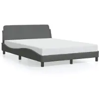 vidaXL Bedframe Dover donkergrijs 135x190 cm stof