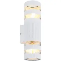 Globo Lighting Wandlamp Ganglamp wit Woonkamerlamp Up Down wandlamp, kunststof, helder glas, 2x E27, BxH 6,5x22 cm