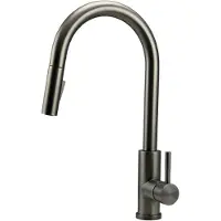 Pure.Sink Keukenmengkraan met PVD-coating in "gun metal" kleur, met uittrekbare uitloop, model PS8045-61