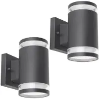 Globo Lighting Buitenwandlamp Up Down spot terraslamp antraciet voordeurlamp gevellamp, aluminium glas, 2x Gx53, BxH 10x16,5 cm, set van 2
