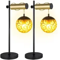 Globo Lighting Tafellamp oosterse woonkamerlamp Tafellamp in hoogte verstelbare bijzetlamp zwart goud, 1x E27, LxH 34 x 55 cm, set van 2
