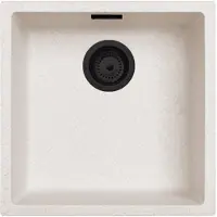 Pure.Sink Keukenwastafel 40x40 cm, zandwit, onderbouwmodel, afwerking met matzwart