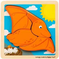 Bigjigs Houten vormpuzzel: Pterodactyl - 4 stuks.