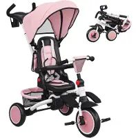 AIYAPLAY Kinderdriewieler Staal, Kunststof 111,5L x 52B x 98H cm Roze
