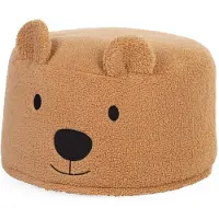 Childhome Teddy Beer Poef – 40x40x25 cm – Zachte Beige Poef met Afneembare Wasbare Hoes – Voor Kinderen vanaf 2 Jaar