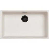 Pure.Sink Keukenwastafel 70x40 cm, zandwit, onderbouwmodel, met een zwarte Plug afwerking