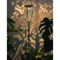 Globo Solarlamp tuinlamp solar patio oplaadbare solarlamp voor buiten, metaal glas, grondspies, 1x LED warm wit, DxH 11x90 cm