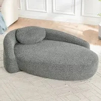 OKWISH Zitbank Compact - Minimalistisch Teddy Design Met Kussen - Voor Woonkamer Of Slaapkamer - Teddy Stof - Donkergrijs