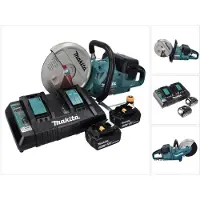 Makita DCE 090 PT2X1 accu-doorslijpmachine 36 V (2x 18 V) 230 mm borstelloos + 2x accu 5,0 Ah + dubbele lader