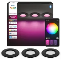 Philips Hue Inbouwspot Slim 3-Pack - White and Color - 90mm - Zwart