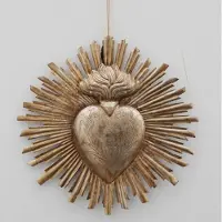 MEA Heilig Hart ornament goudkleurig, metaal 25x25cm