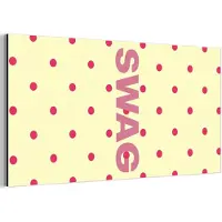 MuchoWow Aluminium schilderij 120x60 cm - Wanddecoratie metaal - Swag - Roze - Stippen - Geel - Metalen muurdecoratie woonkamer - Decoratie industrieel - Foto op dibond - Industriële accessoires slaapkamer