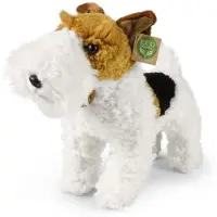 Rappa ECO hond Fox Terrier 30 cm - realistische knuffel van recyclede PET flessen - bruin, wit, zwart