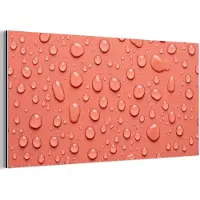 MuchoWow Aluminium schilderij 40x20 cm - Wanddecoratie metaal - Water - Druppels - Roze - Metalen muurdecoratie woonkamer - Decoratie industrieel - Foto op dibond - Industriële accessoires slaapkamer