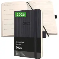 Famanu – Weeknotitie agenda 2026 A6 softcover zwart, minimalistisch ontwerp met weekoverzicht en notitieruimte