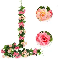 Famanu – 3 Kunstmatige Rozen Slingers 23.7FT Zijde Bloem Opknoping Bloemen Slingers Voor Bruiloft Woondecoratie (Fuchsia)