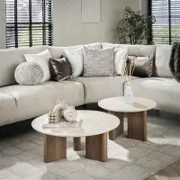 Hoyz Collection salontafel romano rechthoekige poot keramisch travertin -