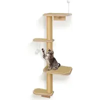 Famanu - Wandkrabpaal met klimfunctie, stevig platform voor actieve katten