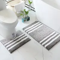 Famanu – 2 - Delige badmatset - ultra dikke badmat - badkamertapijt - absorberend - antislip - wasbaar - donkergrijs