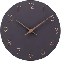 Famanu - 30 cm houten MDF-radiogestuurde wandklok zonder tikken, stil, digitale wandklok, modern design, ideaal voor slaapkamer, huis, keuken, sl