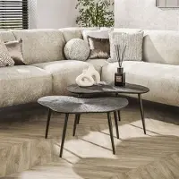 Hoyz Collection salontafel brown ray metal leaf brons donker set van