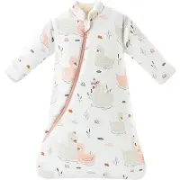 Famanu - Babyslaapzak voor de winter, afneembare mouwen, warm gevoerd, 3,5 TOG-waarde, winterslaapzak, voor jongens en meisjes, slaapzak voor peuters van 6 maanden tot 6 jaar, mooie zwaan, M (75-90