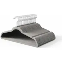 Famanu – Fluwelen hangers - set van 50 - antislip kleerhangers met inkepingen op de schouder - 360° draaibare haken - robuuste standaardhangers voor ruimtebesparing in de kast - grijs