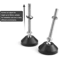 Famanu - 8 stuks draad-nivelleringsvoeten M8 x 50 mm - ronde vernikkelde schroefpoten